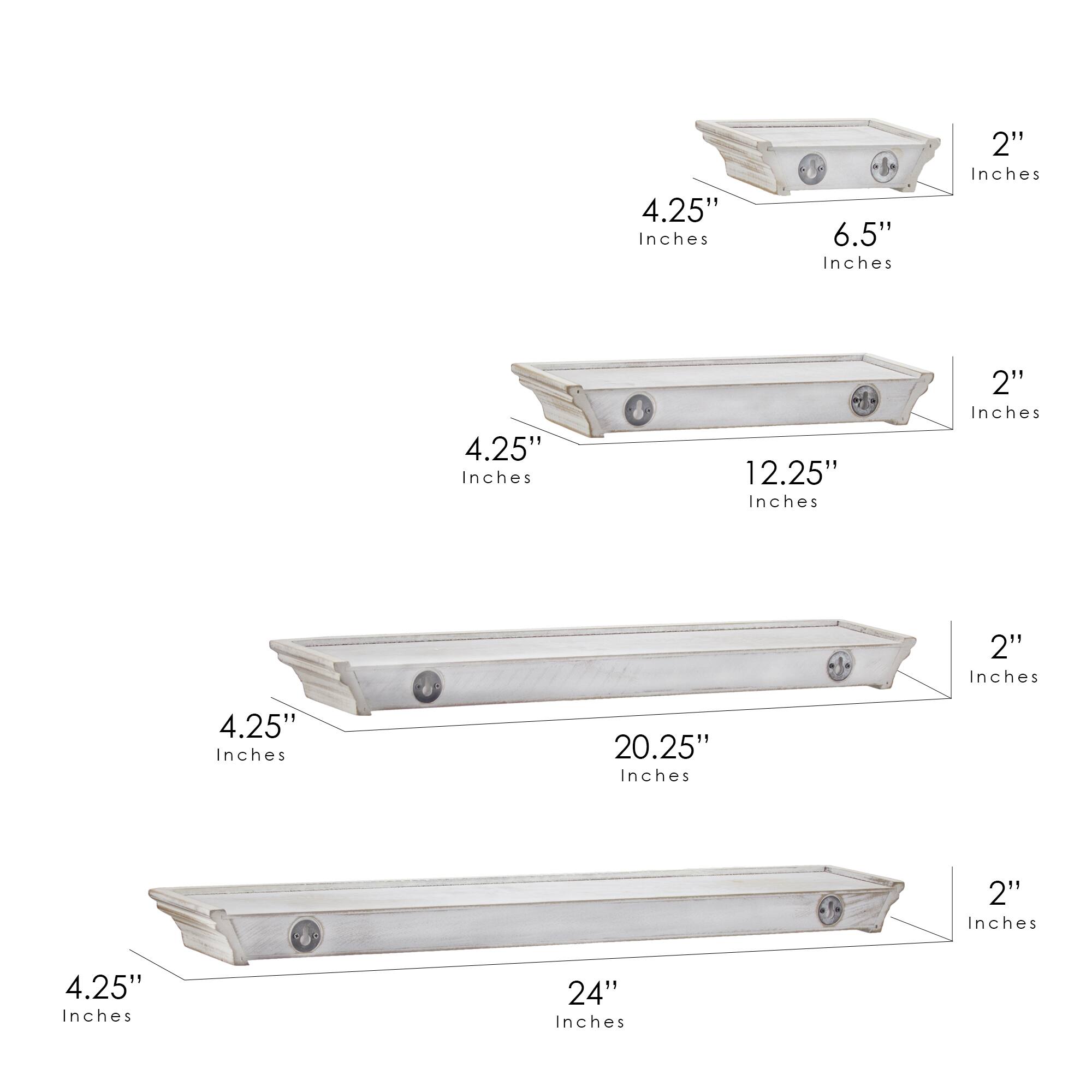 White Floating Shelves with Crown Molding